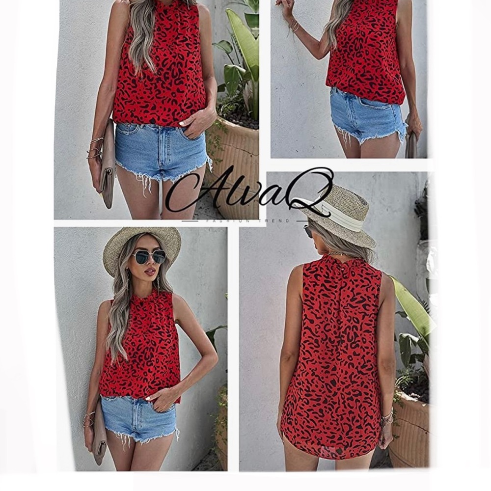 NWOT Leopard Chiffon Sleeveless Blouse